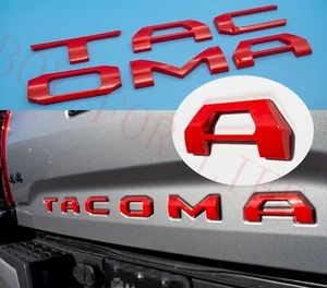 Letras de inserción de puerta trasera se adaptan a la insignia Toyota Tacoma 2016-2021 3D rojo brillante  - Imagen 1 de 6
