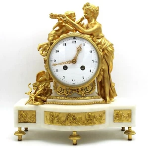 Horloge Pendule d'époque Napoleone III - en Bronze doré et marbre - 19ème siècle - Imagen 1 de 12