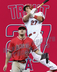 LA Angels Lithograph print of Mike Trout number 27 - Picture 1 of 1