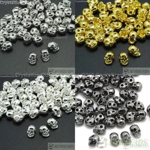 Side Drilled Metal Skull Bracelet Necklace Earring Connector Charm Spacer Beads - Picture 1 of 18