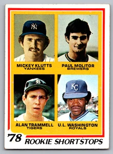 1978 TOPPS #707 PAUL MOLITOR BREWERS & ALAN TRAMMELL TIGERS ROOKIES - Picture 1 of 3