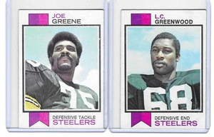 2 CARD LOT 1973 PITTSBURGH STEELERS JOE GREENE #260 LC GREENWOOD #165 STEEL CURT - Picture 1 of 2