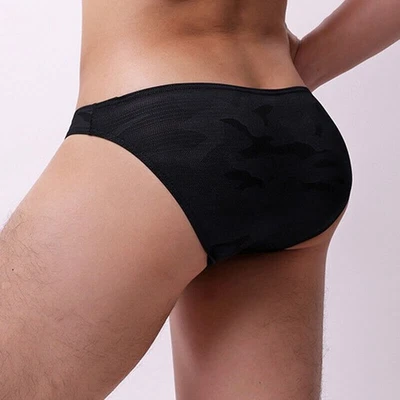 Sexy Mens Low-rise Pouch Underwear Briefs Breathable Hipster Tanga Panties Slips - Image 1 of 4