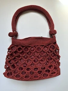 Neu! 100 % Handarbeit gehäkelt Schultertasche Handtasche Tasche Weinfarben Große Größe - Bild 1 von 10