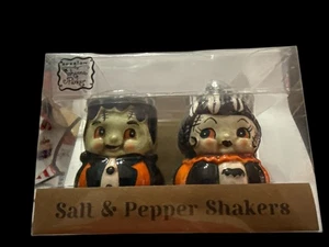 Johanna Parker Frankenstein Couple Salt & Pepper Set Halloween Hard to Find NEW - Picture 1 of 2