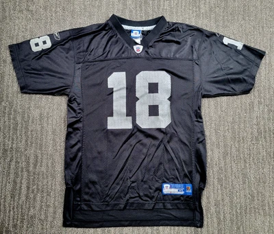 Camiseta deportiva de fútbol americano Reebok Oakland Raiders Randy Moss para niños XL NFL negra de colección Foto 1 de 4