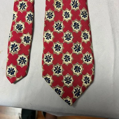 Corbata de seda Robert Talbott para Andy Thornal patrón geométrico roja azul marino para hombre Foto 1 de 3