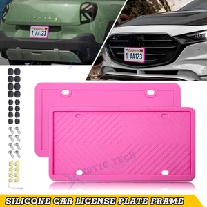 Soporte de matrícula universal rosa con orificios de drenaje accesorios para automóvil - Imagen 1 de 16