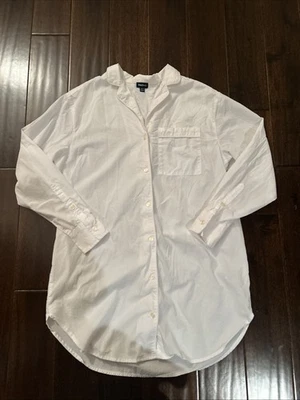 Большой разрыв тела женщин XS/маленький белый BuTToN-Up пижамы сна рубашка платье - Изображение 1 из 4