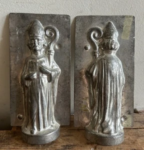 "Antiguo molde vintage de metal y chocolate de 2 piezas San Nicolás Navidad Santa 5 3/4""" - Imagen 1 de 4