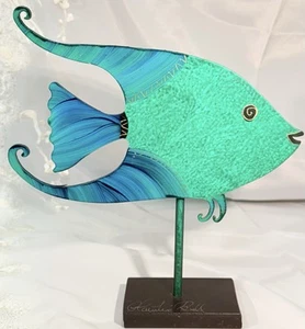 Claudine Buell Metal Art Fish Sculpture Signed - Picture 1 of 4