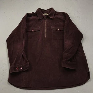 VINTAGE Eddie Bauer Hemd Herren XL Burgund Cord Half Zip Pullover Shacket - Bild 1 von 11