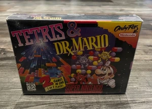 Tetris & Dr Mario Super Nintendo SNES Video Game Complete w/ Box Manual Inserts - Picture 1 of 7