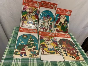 ❤️Vintage Christmas Instant Stained Glass Decal Adhesive Lot of 6 1970’s K MART - Picture 1 of 17