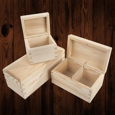 Unfinished Wooden Display Organiser Craft Box Hobby Storage Gift Case Decor Wood - Image 1 of 4