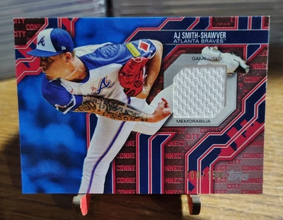 AJ Smith-Shawver 2025 Topps Blue Parallel /150 City Connect Jersey Relic Braves - Image 1 of 2