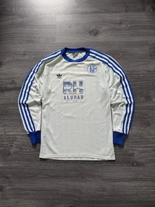 Camiseta deportiva local Schalke 04 1988 1989 diestro Alurad manga larga Adidas Alemania Occidental años 80 - Imagen 1 de 13