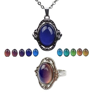 Vintage Emotional Color Changing Necklace Color Change Ring for Adults - Picture 1 of 8