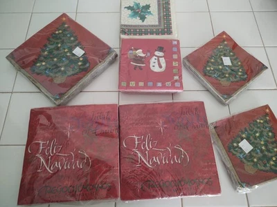 Christmas Cocktail Napkins Assorted Trees Santa Snowman Mistletoe - Image 1 of 4