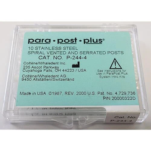 COLTENE WHALADENT Coltene Whaledent P244-4 ParaPost Plus Stainless Steel Posts .040" Yellow 10/Pk