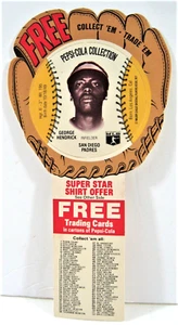 Vintage 1977 George Hendrick Pepsi MLB Glove Disk Card San Diego Padre Old Stock - Picture 1 of 3