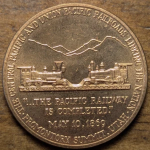 1969 Golden Spike Centennial Pacific Railroad Promontory Summit Utah Medaille Medaille - Bild 1 von 4