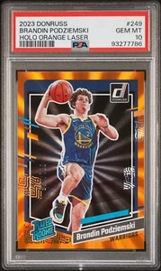 2023-24 Panini Donruss - #249 Brandin Podziemski [Orange Laser] 81/125 RC PSA 10 - Picture 1 of 3