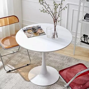24" Round Tulip Table Coffee Dining Table MDF Top and Steel Base for Living Room - Picture 1 of 7