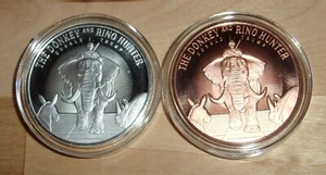 RAR! 2020 Trump Donkey & Rino Hunter 1 Oz 999 SET Silbermedaille & Kupfer - Bild 1 von 3