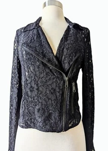 GUESS Top Moto Lace Zippers Black Jacket SMALL - Bild 1 von 11