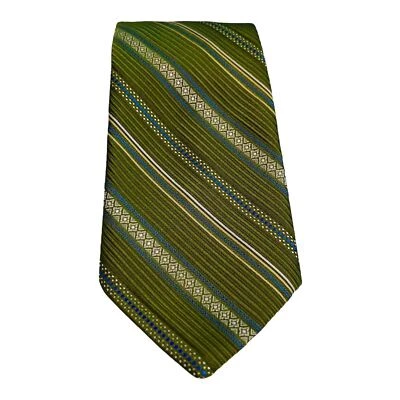 Винтажный Sears мужской магазин зеленый в полоску широкий галстук полиэстер - Изображение 1 из 4