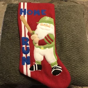 Prima Creations Santa Claus Baseball Home Run Christmas Stocking 3D Fleece Blue - Picture 1 of 6