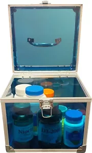 See-Through Blue Acrylic and Metal Storage Box Container with Latch and Handle - Picture 1 of 7