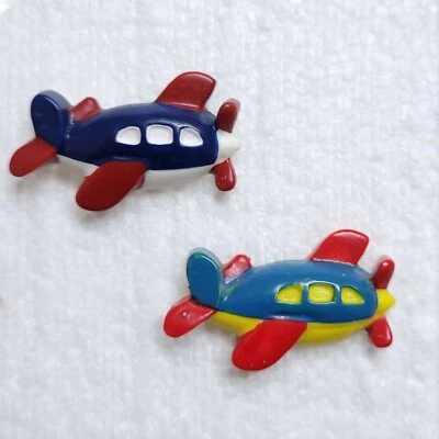 JHB Button Aeroplane Shaped Shank 30mm Plane 2 Colourways Novelty Sewing Crafts - Image 1 of 4