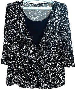 Briggs New York Camicia Blusa Donna Tg 2X Nero Bianco Pois Babydoll Elasticizzata - Foto 1 di 7