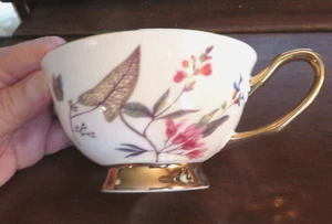 GRACE Fine Porcelain Tea Cup & Saucer w  Gold Handle & Rim - NEW - Picture 1 of 8