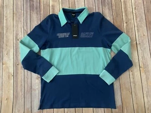 NWT MENS OAKLEY THERMONUCLEAR RACING TEAM long sleevePolo DARK BLUe/green size M - Picture 1 of 6
