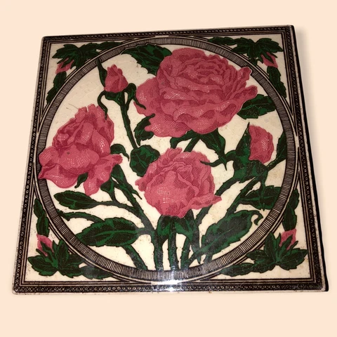 IRONBRIDGE CERAMICS TILE TRIVET POT TEAPOT STAND ART NOUVEAU STYLE FLORAL ARTS Cover