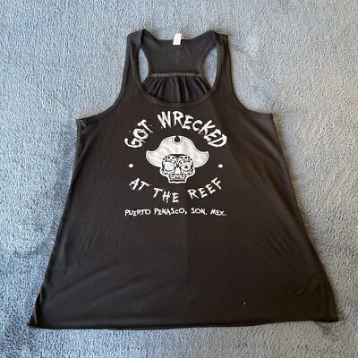 Camiseta sin mangas Got Wrecked At The Reef Puerto Pensaco México negra mediana para mujer Foto 1 de 4