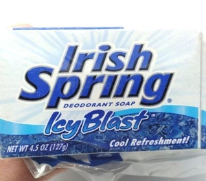 Vintage IRISH SPRING Icy Blast Deodorant Soap 10 4.5 Bars Blue Cool Refreshment - Picture 1 of 4