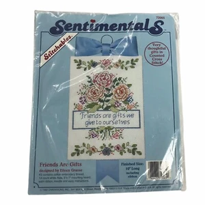 Cross Stitch Kit 1992 Dimensions Sentimentals "Friends Are Gifts" VTG NEW USA - Picture 1 of 3