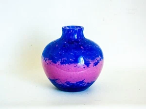Purple & Pink Cased Glass Squat Bottle Vase Italian Vintage 1980s Murano - Picture 1 of 10