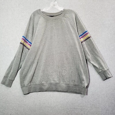 Sudadera Torrid Mujer 3 Gris y Multi Rayas Polar Pullover LEER Foto 1 de 4