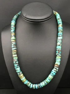 Collana turchese Heishi 10 mm perline sud-ovest argento sterling 20" 1152 - Foto 1 di 12