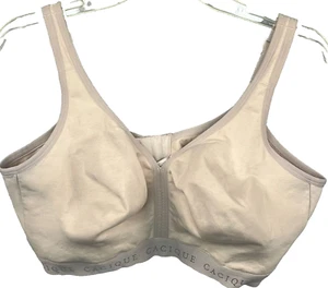 Cacique Cotton No-Wire Bra Size 40DDD Unlined Full Coverage Nude Beige 4 hook - Picture 1 of 6