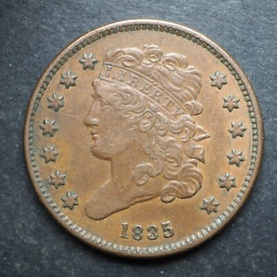 1835 CLASSIC HEAD HALF CENT- **NICE  COIN!** - FREE SHIPPING! M4756 - Image 1 of 2