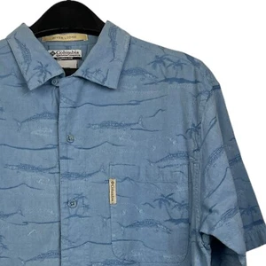 VTG Columbia River Lodge Mens L ALL OVER FISH Lightweight Short Sleeve Button Up - Picture 1 of 6