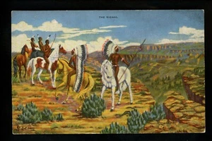 Künstler signierte Postkarte L.H. Dude Larson Western Indianer Leinen  - Bild 1 von 2