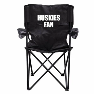 Huskies Fan Black Folding Camping Chair with Carry Bag - Picture 1 of 2