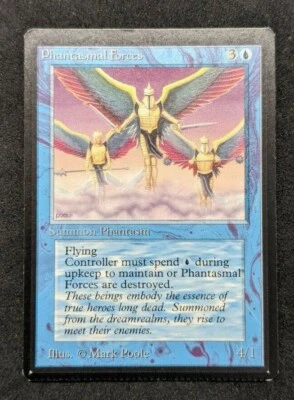 MTG Magic The Gathering Beta Phantasmal Forces Miscut Misprint Crimped LP - Image 1 of 4